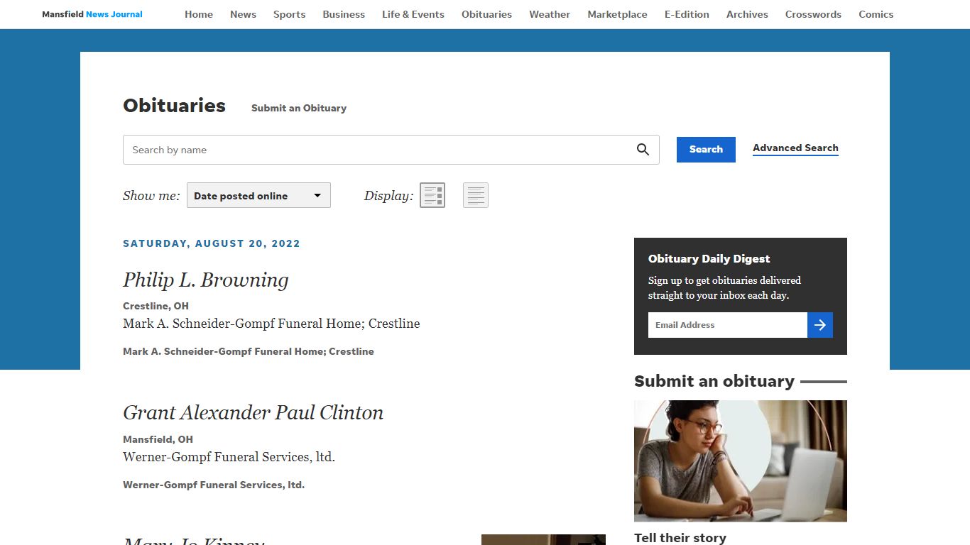 Obituaries in Mansfield, OH | News Journal